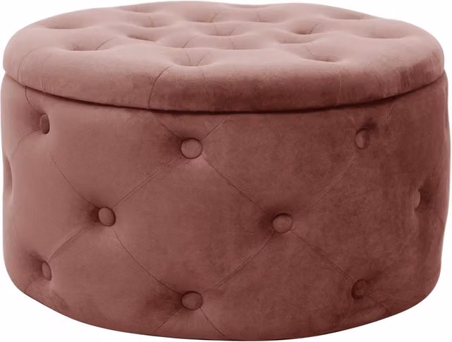 Pouf a scomparto rotonda in velluto trapuntato AKORD ALIA colore Rose
