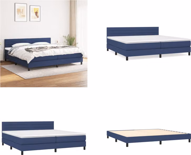 vidaXL Letto a molle con materasso in tessuto blu 200x200 cm - Letto a molle - Boxspringbetten - Bett - Schlafzimmermöbel