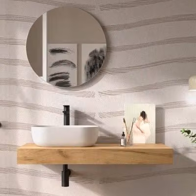 Mensolone da bagno sospeso Sumo in rovere africa marrone L: 100 cm