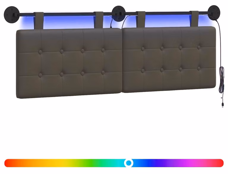 Testiera sospesa Con luce LED Grigio Pelle finta