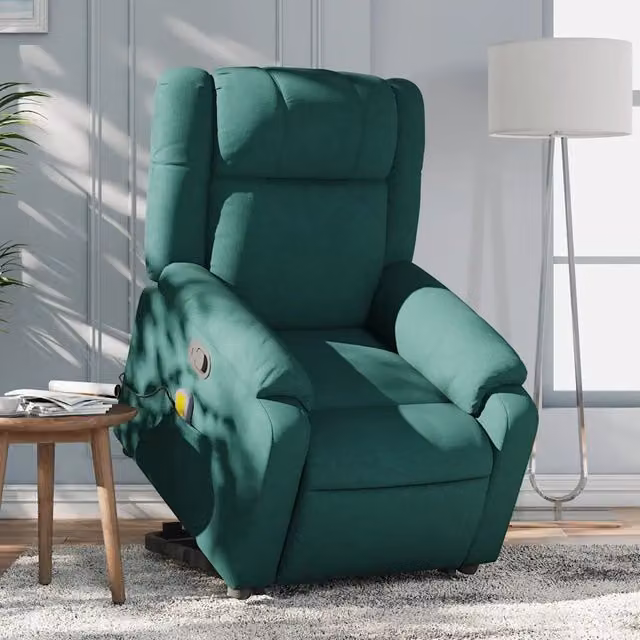 Divano Sedia-Poltrona Alzapersona Massaggiante Verde Scuro in Tessuto 745883
