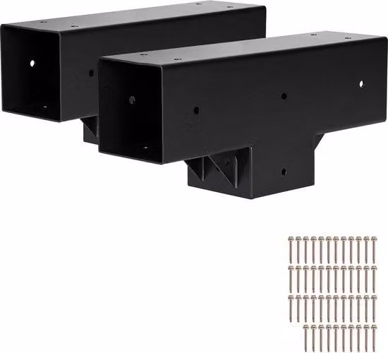 Kit per pergole, set da 2, forma a "T", sezione 4x4 cm, braccio regolabile in 3 posizioni. Kit in legno per gazebo, con viti, adatto per pali in legno di 3,5x3,5 pollici, ideale per eventi all'aperto