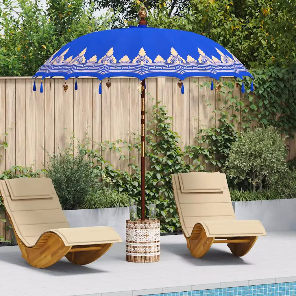 Ombrello balinese con base vidaXL colore blu L: 215 cm, P: 215 cm, H: 260 cm