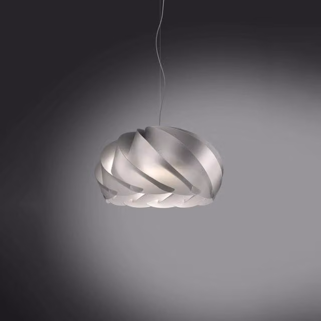 Lampada a sospensione moderna Half Globe Linea Zero in metallo cromo argento e plastica bianca con 1 luce E27, Diametro: 55 cm