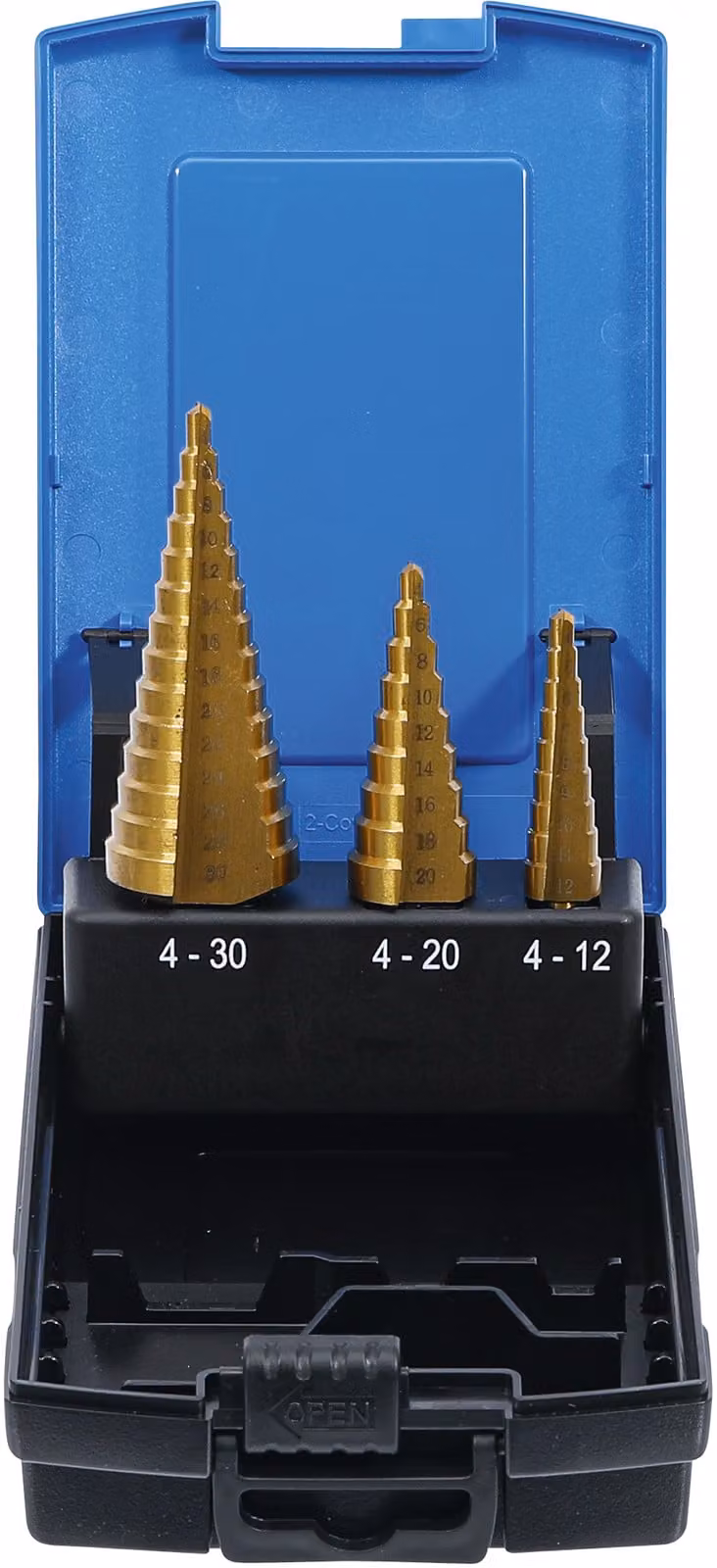 BGS 3 pz. Set di punte a gradino in titanio nitrurato 4-30 mm - 1624