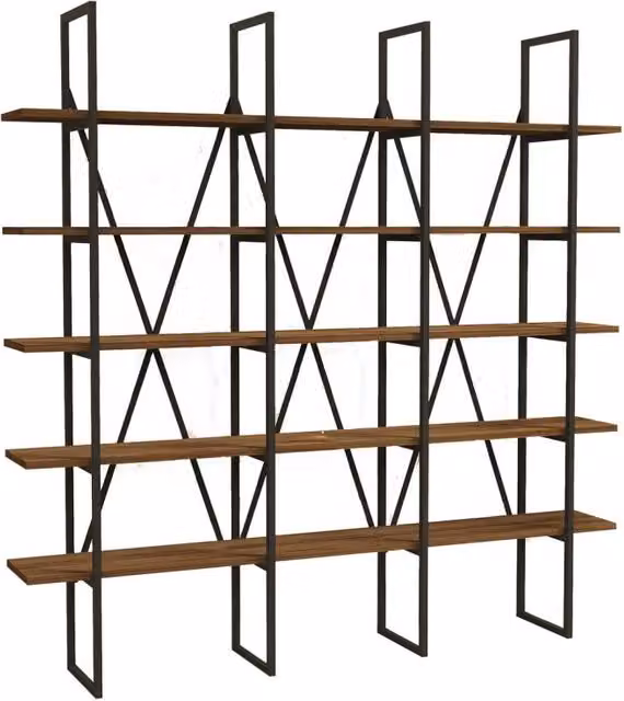 Libreria in legno "Beylerbeyi" - 160 x 26 x 160 cm - Noce canaletto