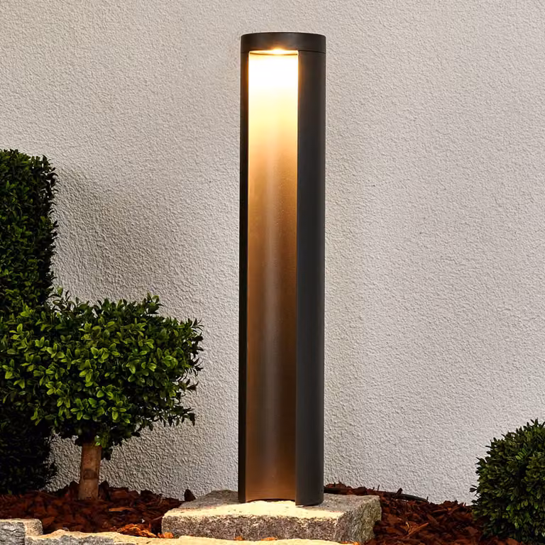 Lampioncino da giardino JARON Lucande, Alluminio / Grigio / Zincato, Alluminio, Moderno, Lampada LED da esterni