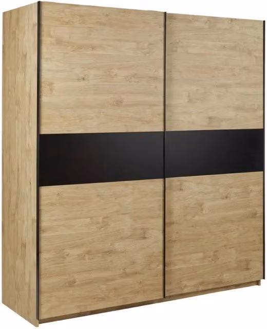 Armadio Meublorama MORGANE con 2 porte scorrevoli in finitura rovere marrone, design scandinavo, L: 200 cm, H: 217 cm – 1