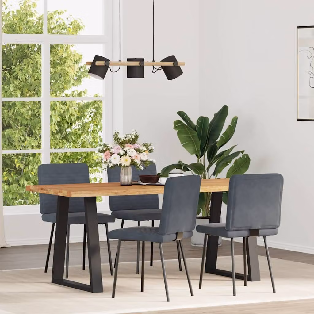 Sedie da Pranzo 4 pz Grigio Scuro in Velluto