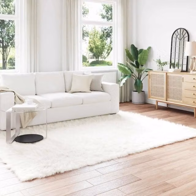 Tappeto moderno rettangolare vidaXL in poliestere bianco, L 200 cm x P 280 cm