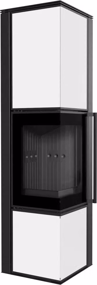 Stufa in acciaio KRATKI TORA/L 8 kW Ø 150 Pannello in vetro bianco rivestimento nero