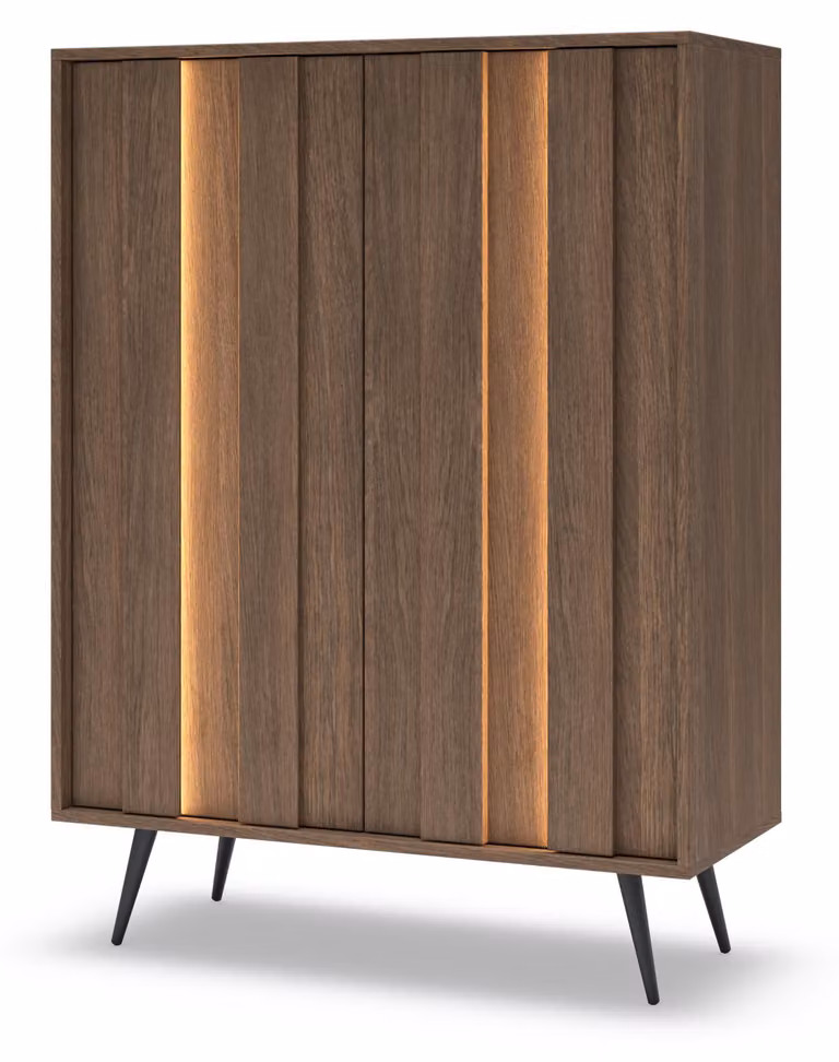 Comodino, legno effetto noce Dunin, dimensioni 93,5 x 125,6 x 40 cm