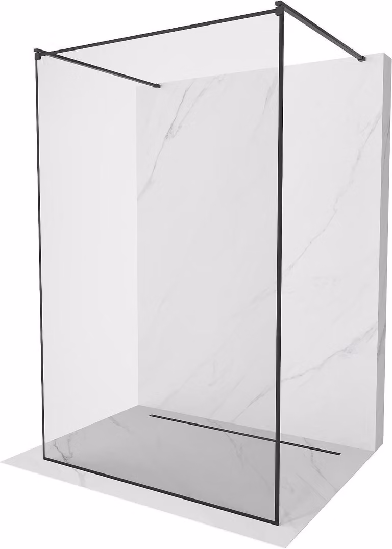 Mexen Kioto pannello doccia autoportante 150 x 200 cm, cornice nera 8 mm, nero - 800-150-002-70-70