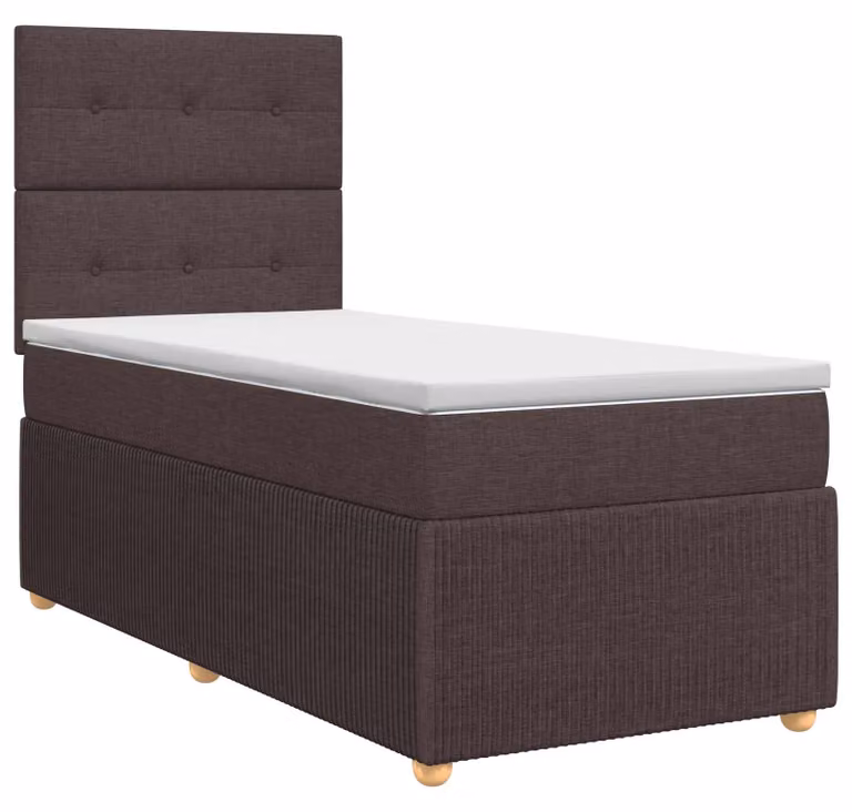 Letto a molle con materasso marrone scuro 80 x 200 cm in tessuto