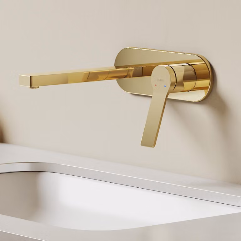 EMKE Rubinetto da bagno 288x210x70mm miscelatore monocomando, rubinetto per lavabo caldo e freddo, miscelatore da parete per lavabo - oro champagne