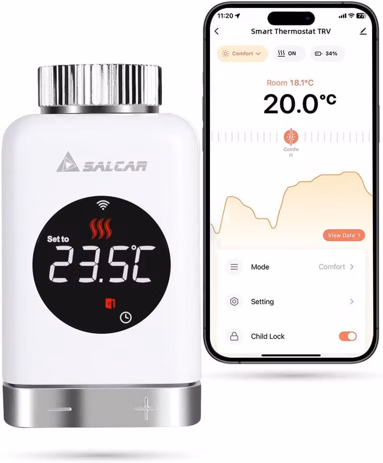 Termostato per radiatori SALCAR Termostato WiFi compatibile con Amazon Alexa e Google