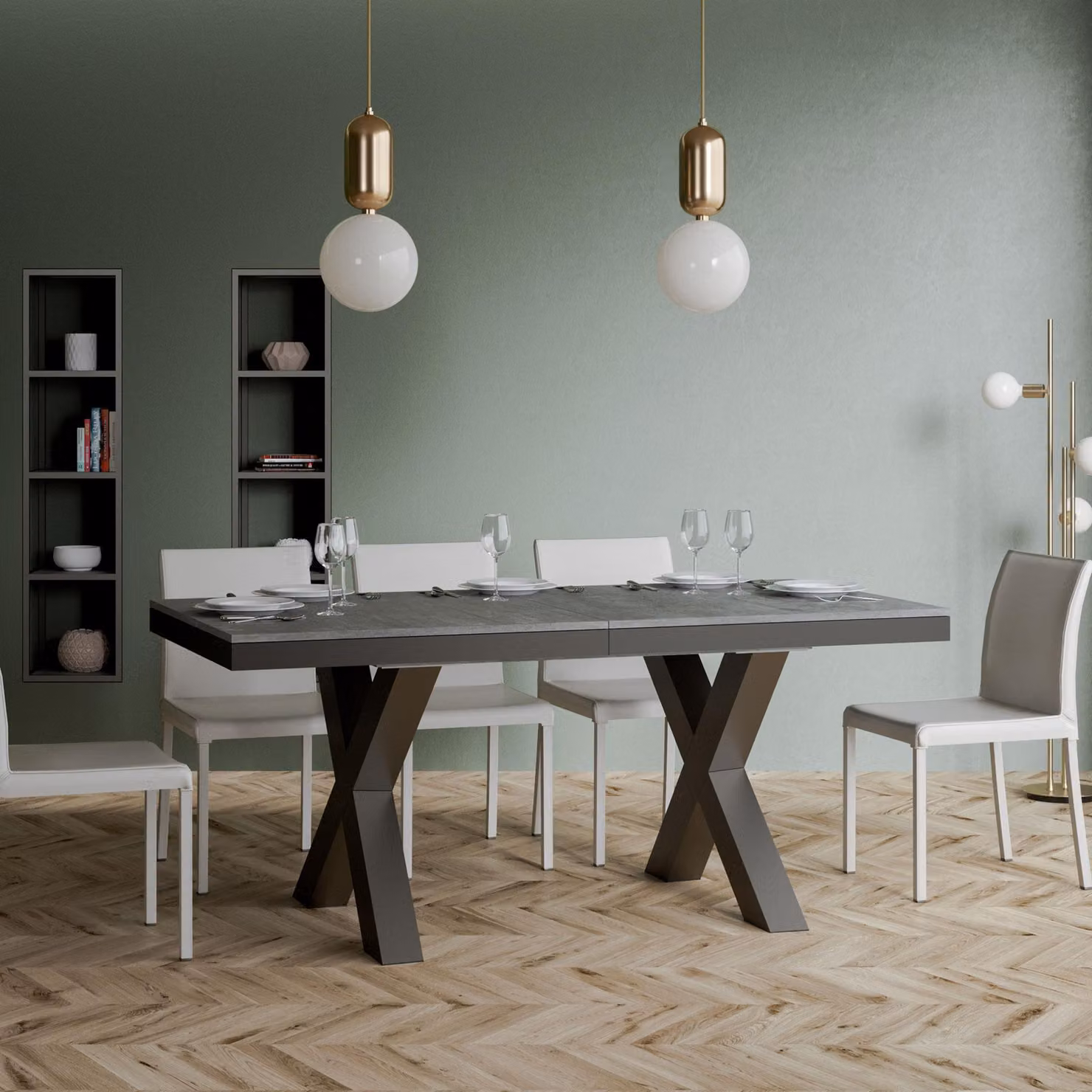 ITAMOBY - Tavolo allungabile 180/440x90 cm Traffic Evolution cemento telaio e gambe antracite