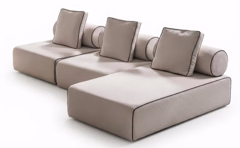 Ecksofa Modern Beige Luxus Design Wohnzimmer Couch L-Form