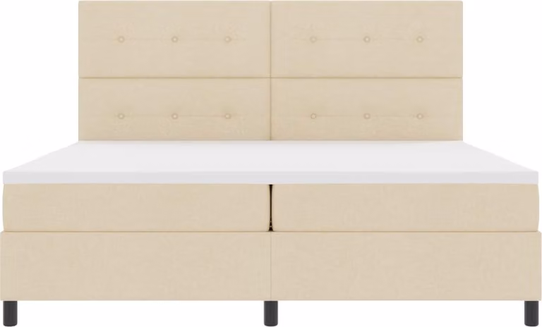 Maison Exclusive - Letto boxspring con strisce luminose a LED, color crema, 200 x 200 cm, rivestimento in tessuto