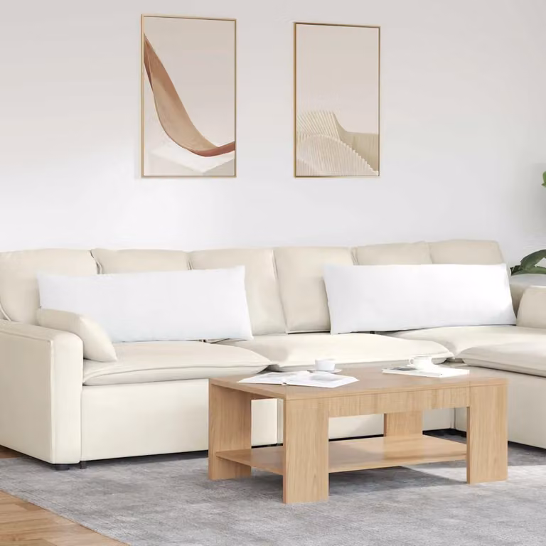 Set di 2 cuscini da divano vidaXL in tessuto bianco con rivestimento rimovibile L 120 cm x P 40 cm x H 40 cm
