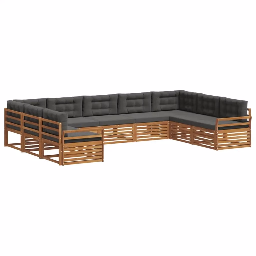 Set di divani da esterno a L vidaXL in legno di acacia con cuscini, beige e antracite – 2