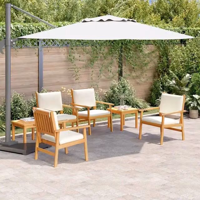 Set Divano da Giardino vidaXL in Legno di Acacia Marrone con Cuscini per 6 Persone – 1