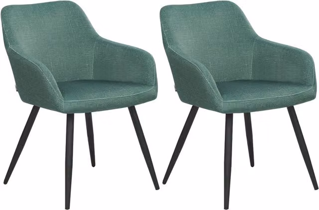 Set di 2 sedie Beliani in velluto verde con gambe in metallo per soggiorno, cucina e camera da letto – 1