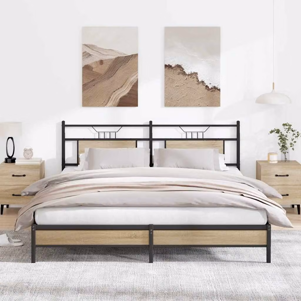 vidaXL Giroletto senza Materasso in Rovere Sonoma e Truciolato, L: 188 cm, P: 91,5 cm, H: 219 cm