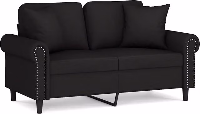 Divano | Divano da soggiorno | Sofa a 2 Posti con Cuscini Nero 120 cm in Velluto