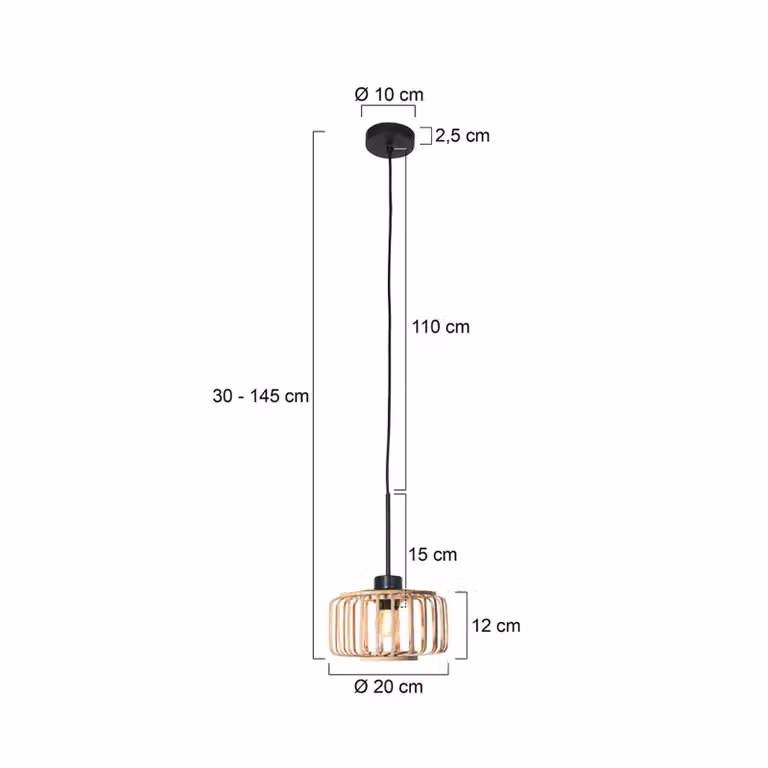 Steinhauer Lampada a sospensione Sparkled Light, dimmerabile, Legno chiaro, Soggiorno / Sala da pranzo, bambù, Lampada a sospensione