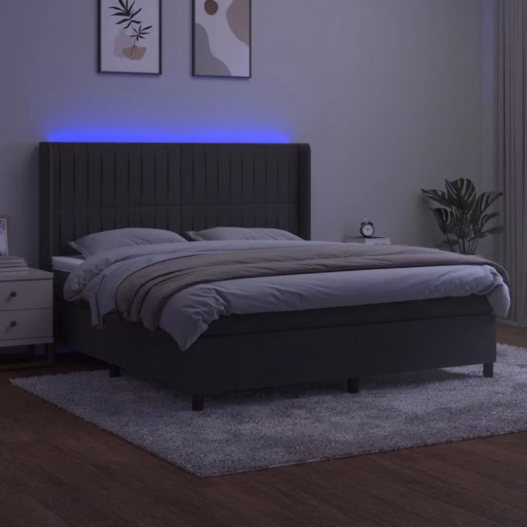 Maison Exclusive - Letto a Molle con Materasso e LED Grigio Scuro 180x200 cm