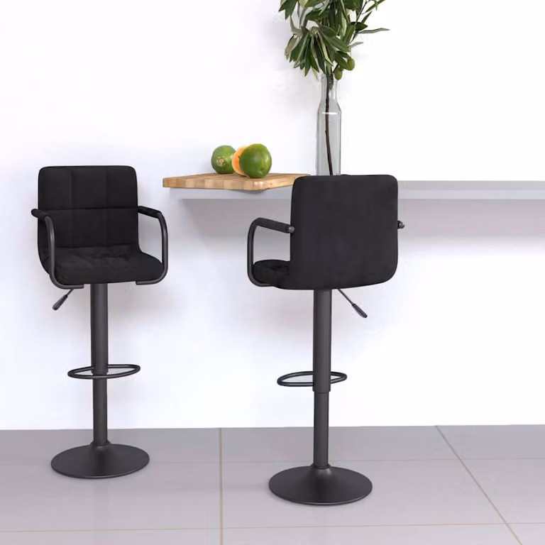 Set di 2 sgabelli da bar vidaXL in velluto nero con base girevole 360 gradi