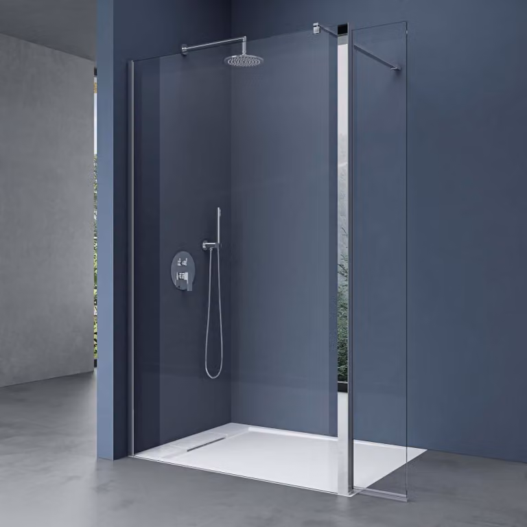 doporro Box Doccia Walk-In 70x200cm con Vetro Laterale 30cm, Parete Doccia Anticalcare in Vetro da 10mm con Braccio Sostegno MMBR1 Telescopico in Acciaio