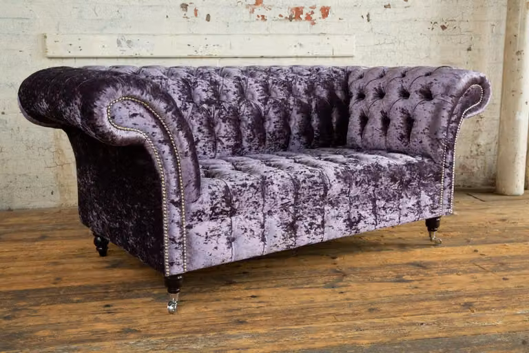 Chesterfield Polster Couch Stoff Couchen Sofa Sitz Garnitur Lehn 2 Sitzer