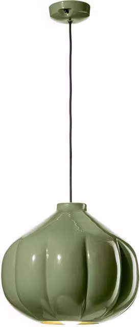 Lampadario a sospensione Ferroluce Afoxè in ceramica verde stile Art Déco con attacco E27