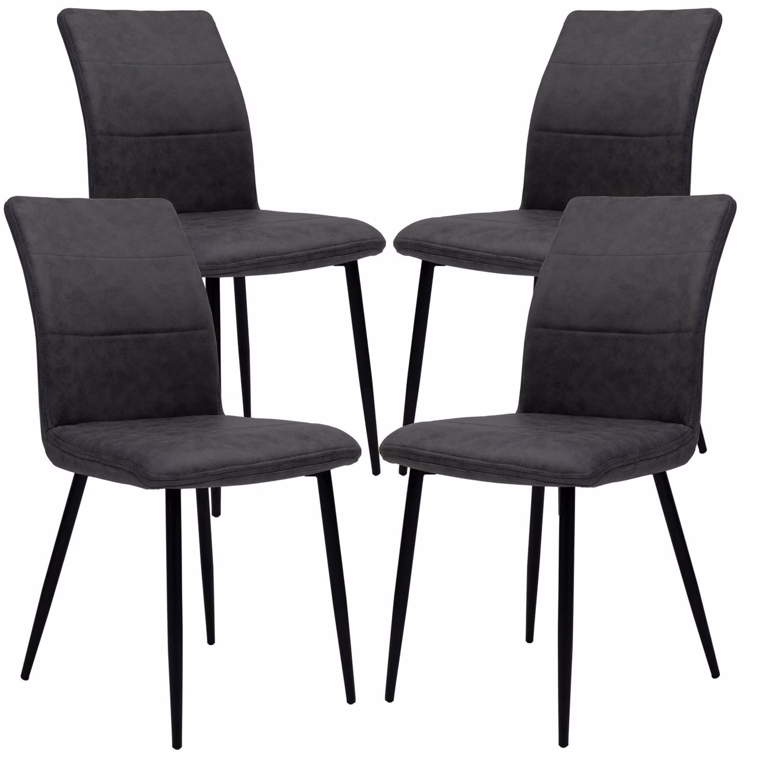 Sedie da pranzo moderne in pelle - comode sedie con parte anteriore trapuntata e schienale imbottito - sedie da cucina imbottite con schienale curvo per un maggiore comfort di seduta , Qtà:4 pz;Colore:Antracite