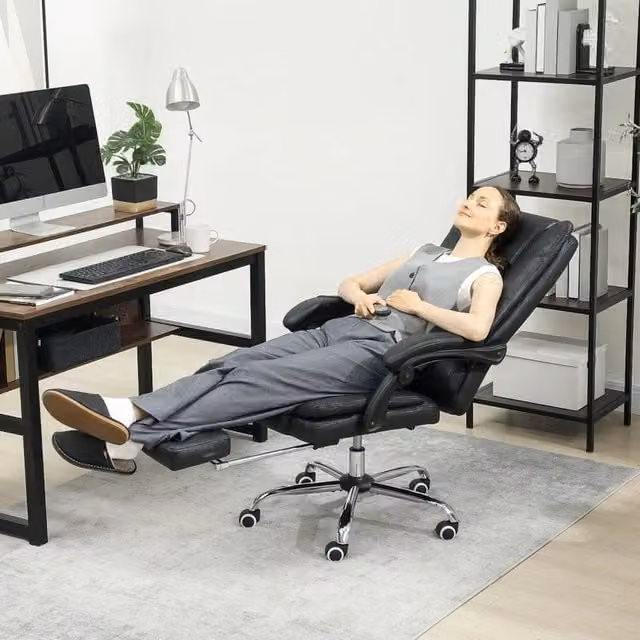 Poltrona da ufficio executive moderna nera con braccioli e ruote L/P/H: 64 x 70 x 110-118 cm – 1