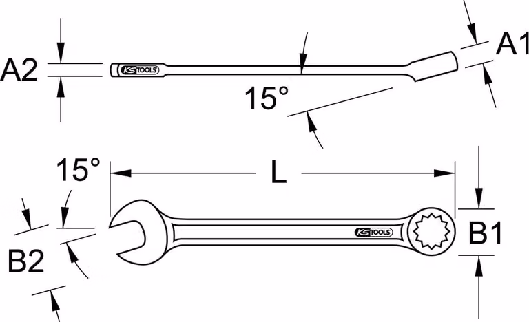 KS TOOLS CHROMEplus Chiave combinata XL 15 mm - 519.0655