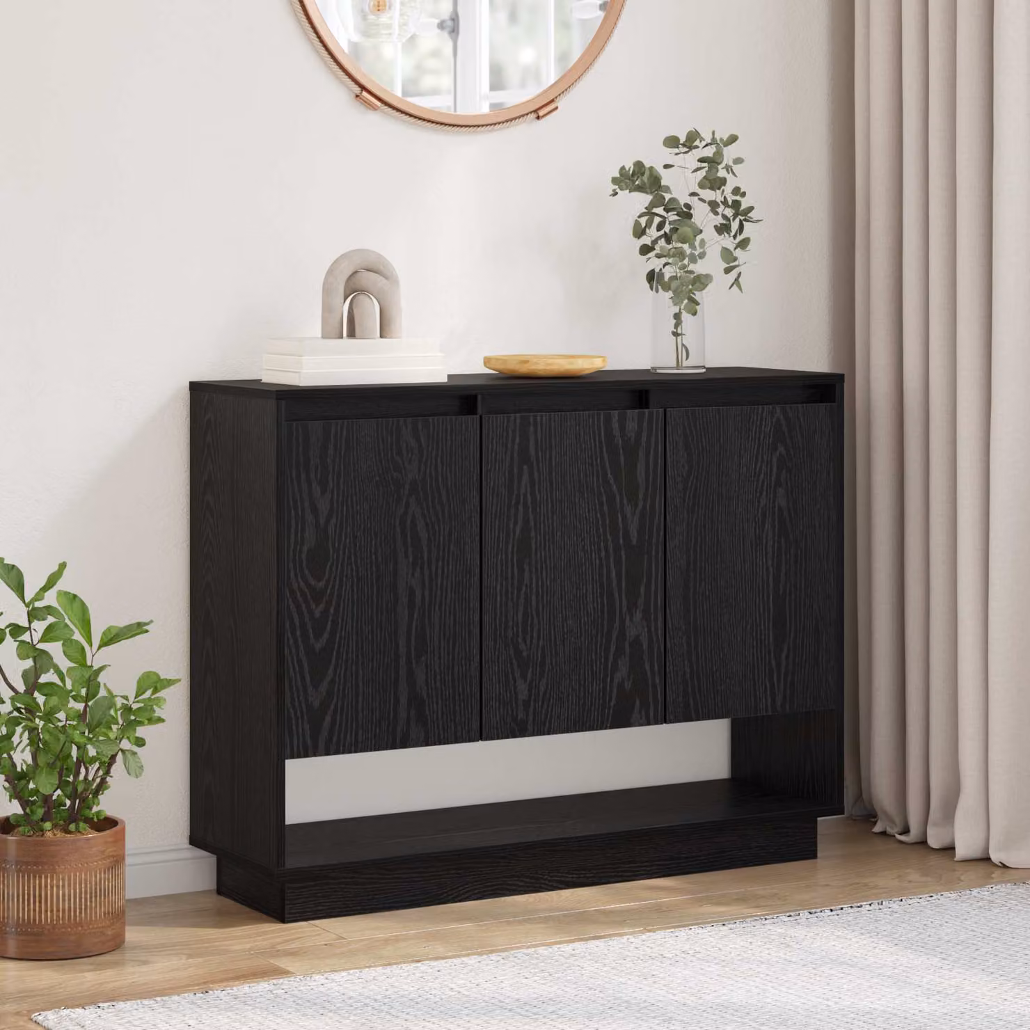 Credenza vidaXL in stile rustico color nero, L 97 x P 29 x H 75 cm, in legno ingegnerizzato MDF