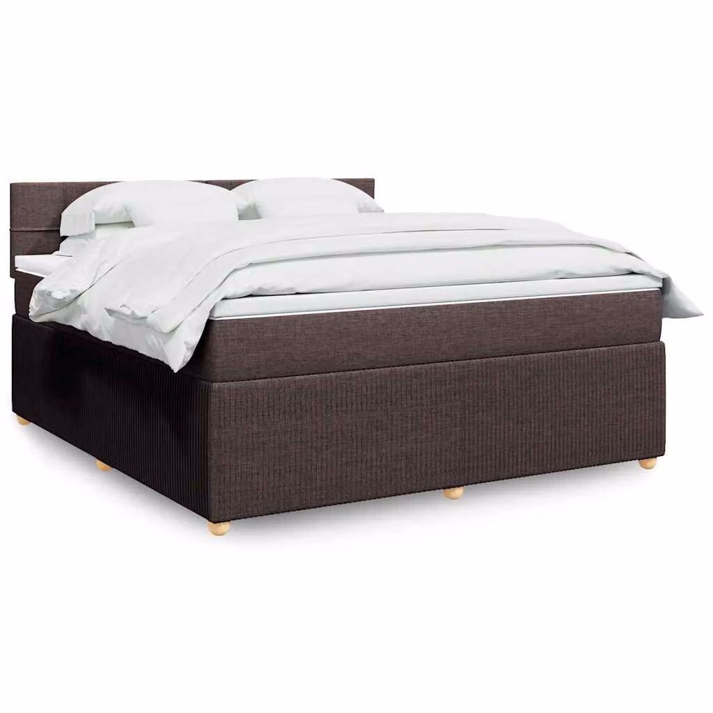 vidaXL Giroletto a Molle con Materasso Ibrido in Tessuto Marrone e Bianco L/P/H: 180 x 200 cm
