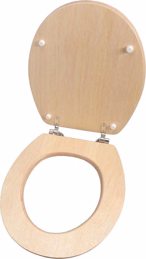 Coperchio per WC Famanu in Duroplast con sistema di chiusura rapida - forma ovale, aspetto legno