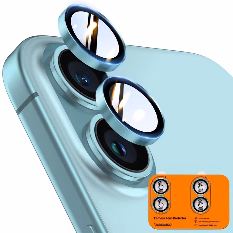 Protezione per l'obiettivo della fotocamera per iPhone 16/16 Plus, colore verde acqua