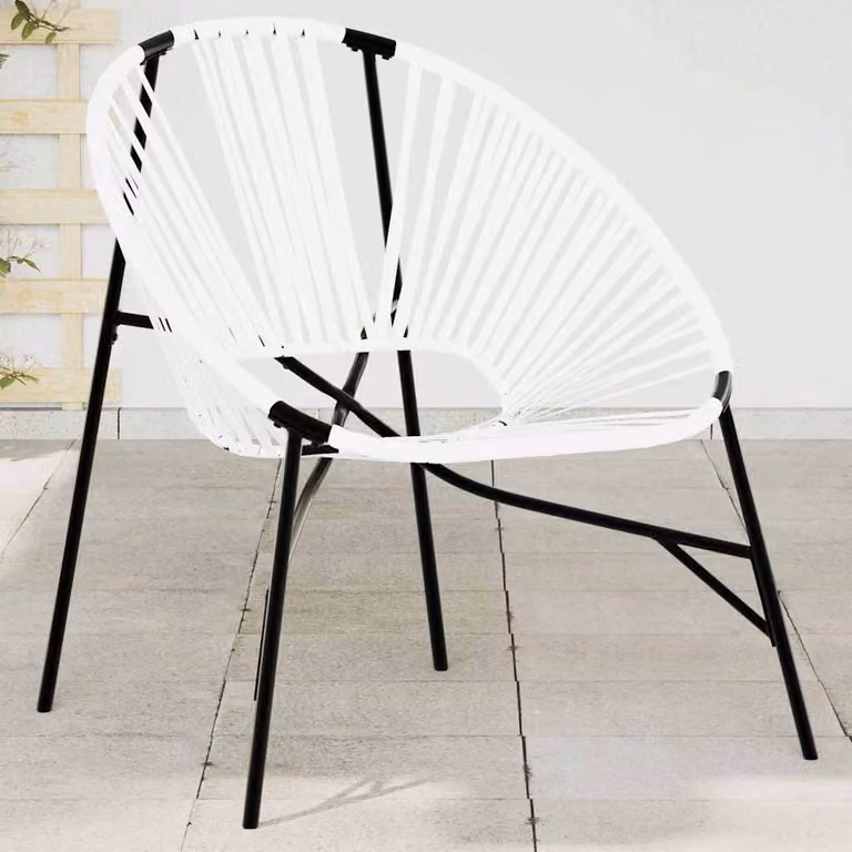 Sedia da giardino a uovo vidaXL in polyrattan nero e bianco con struttura in metallo