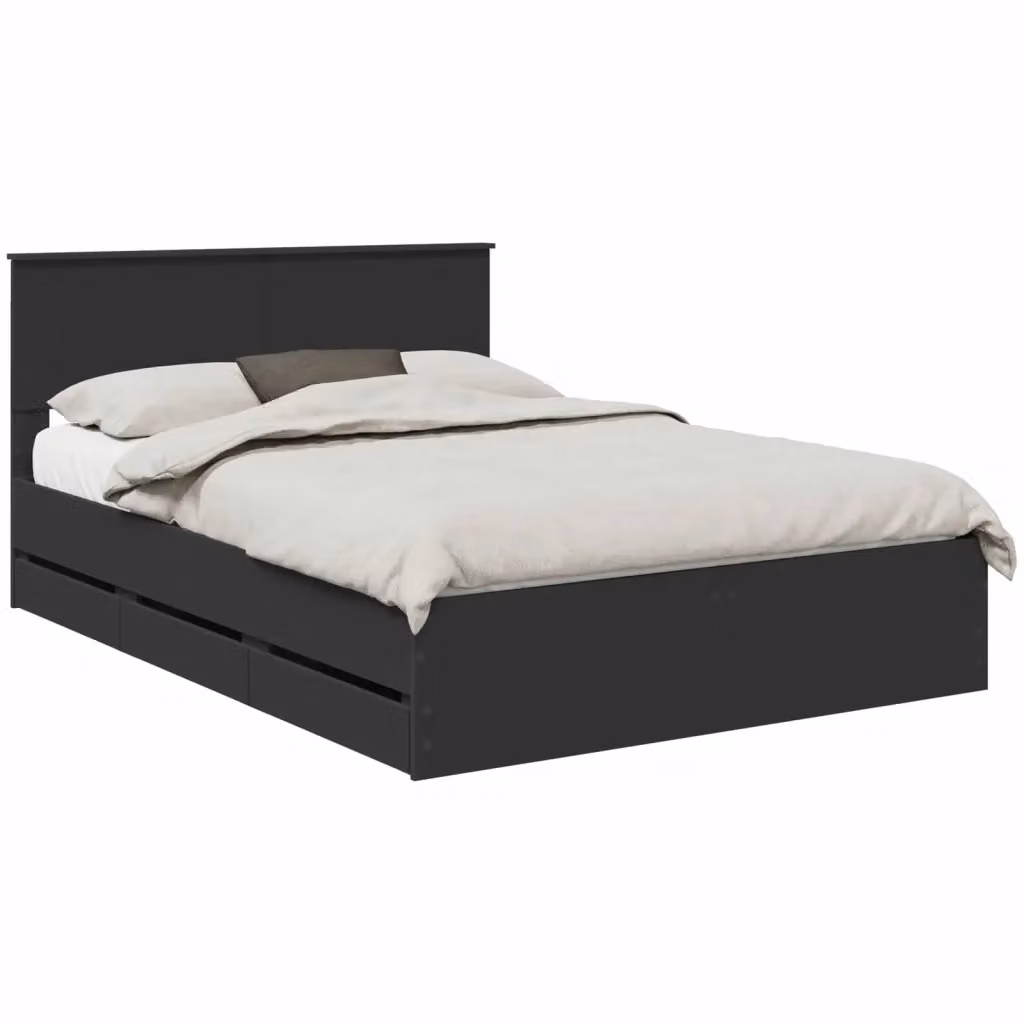 Struttura del letto moderna vidaXL in legno ingegnerizzato con cassetti, Nero, 140 x 200 cm – 2
