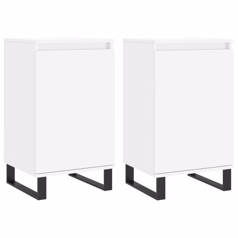 Credenze 2 pz Bianche 40x35x70 cm in Legno Multistrato