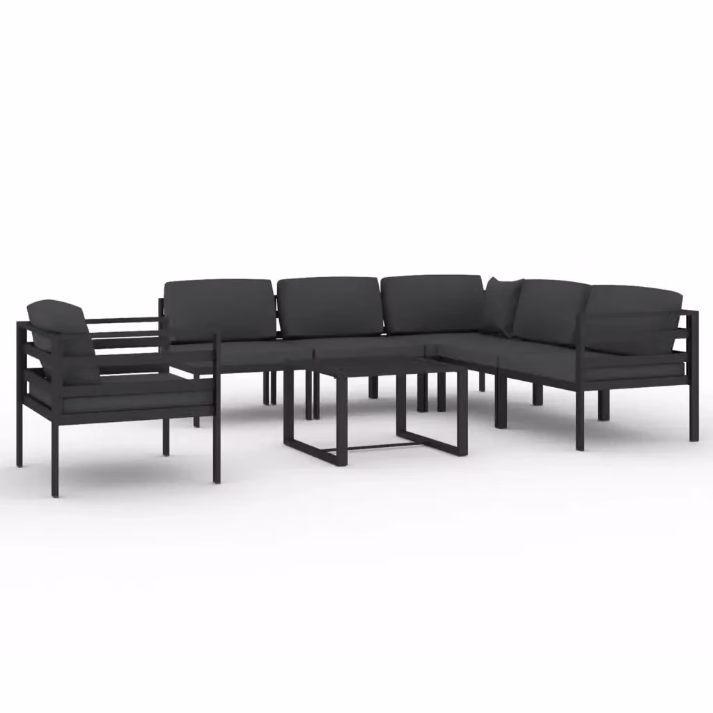 vidaXL Set Divani da Giardino 7 pz Moderno in Alluminio Antracite con Cuscini – 2