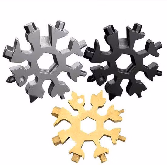 Set multiutensili 18 in 1, acciaio inossidabile, apribottiglie, cacciavite, chiave, set da viaggio e da tutti i giorni, nero e argento