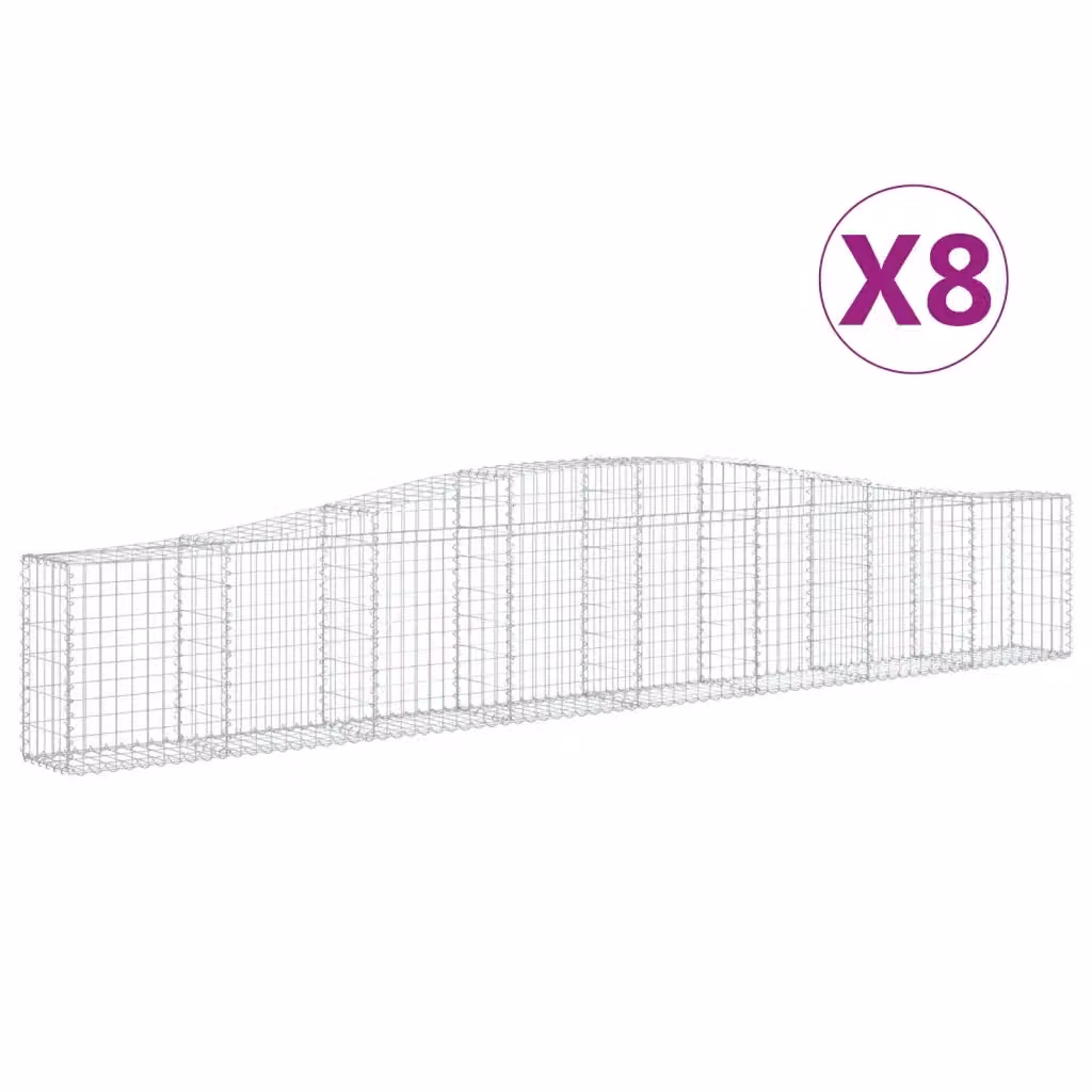 Set di 8 Cesti Gabbioni ad Arco vidaXL in Acciaio Zincato Grigio, L: 400 cm, P: 30 cm, H: 60-80 cm – 2