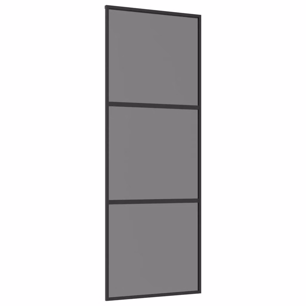 Porta scorrevole moderna vidaXL in vetro trasparente e alluminio nero L: 76 cm, H: 205 cm – 2