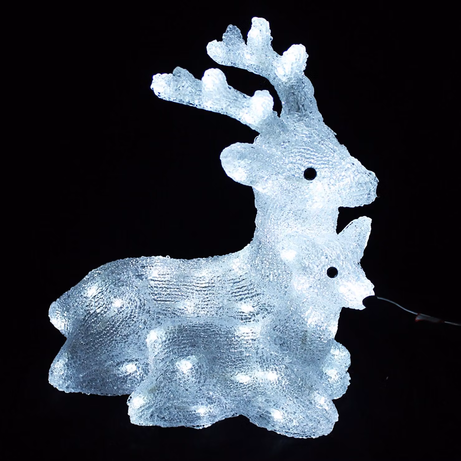 Cervo in acrilico con cerbiatto 60 LED bianco freddo per illuminazione esterna